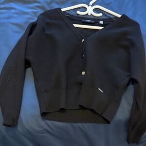 Tahari Black Button-Up Cardigan